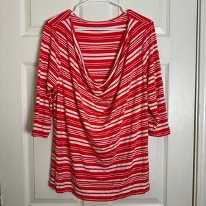 Lane Bryant Fucsia Striped Quarter Sleeve Blouse Women Size 14/16